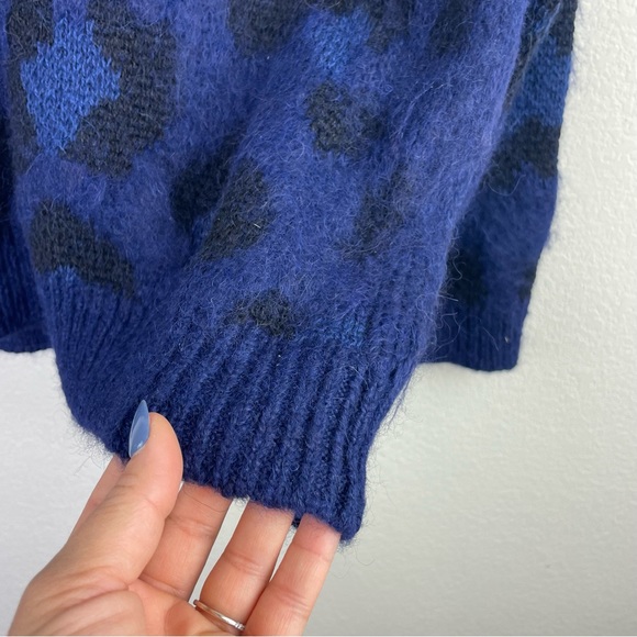 Kate Spade New York Alpaca Blend Leopard Sweater in Navy and Black sz XL - Picture 4 of 8